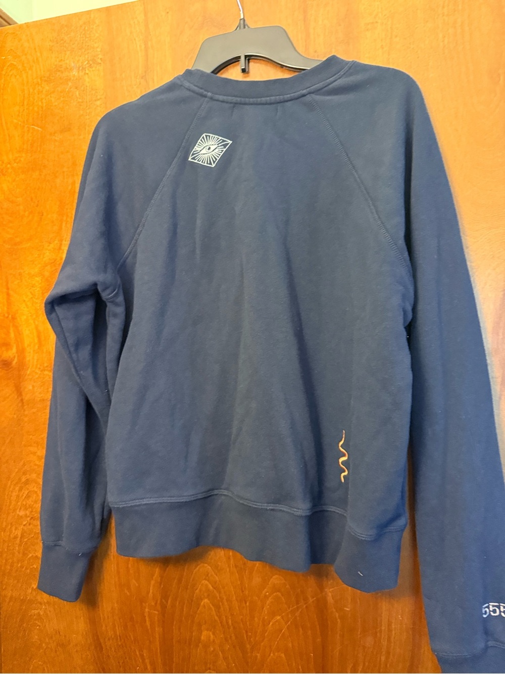 Spiritual Gangster Navy Crewneck Sweatshirt with Celestial Embroidery - Picture 3 of 4